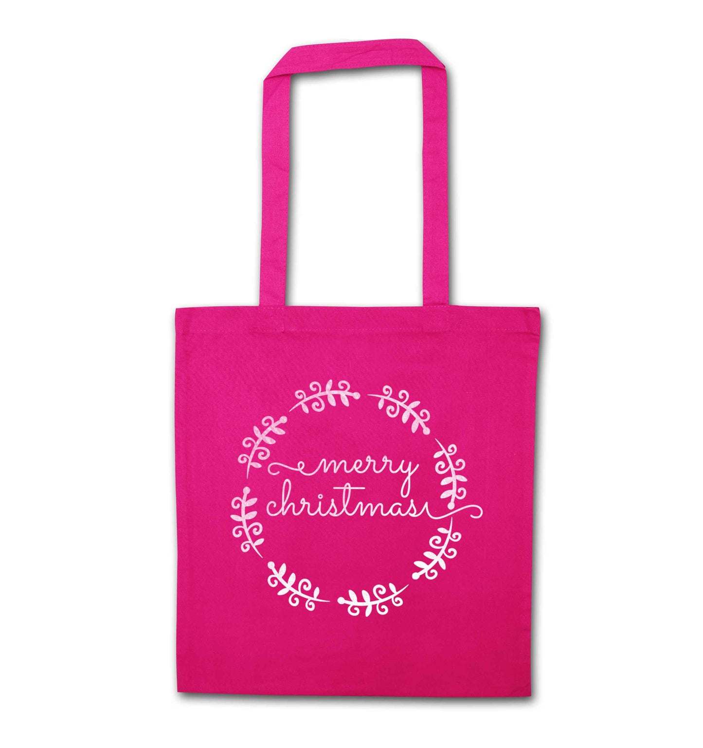 Merry christmas pink tote bag