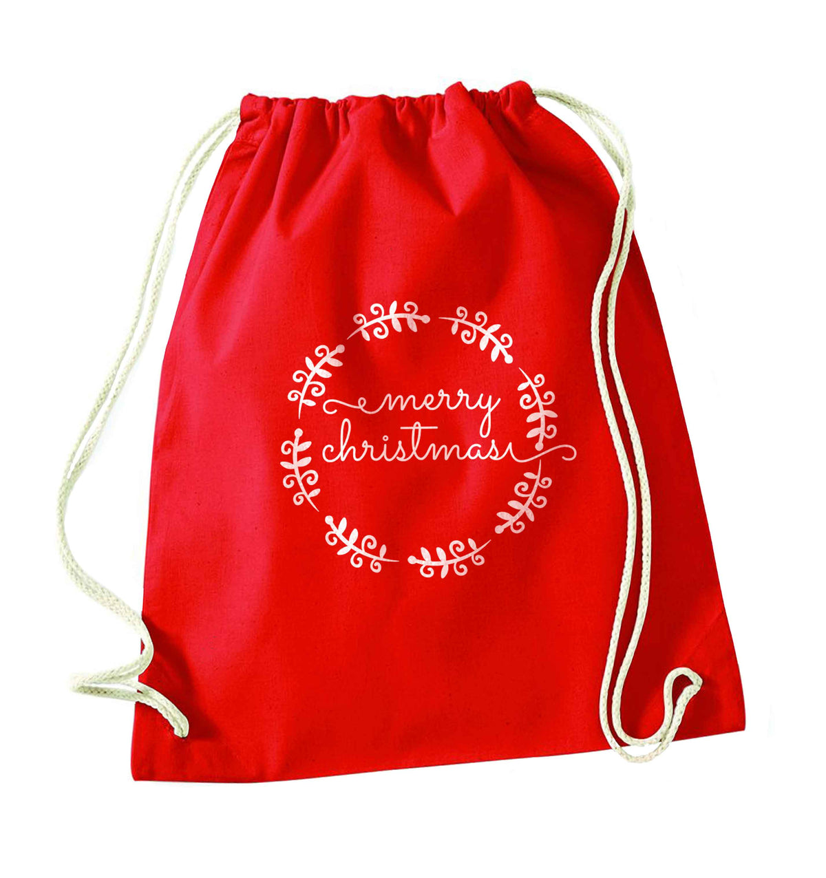 Merry christmas red drawstring bag 