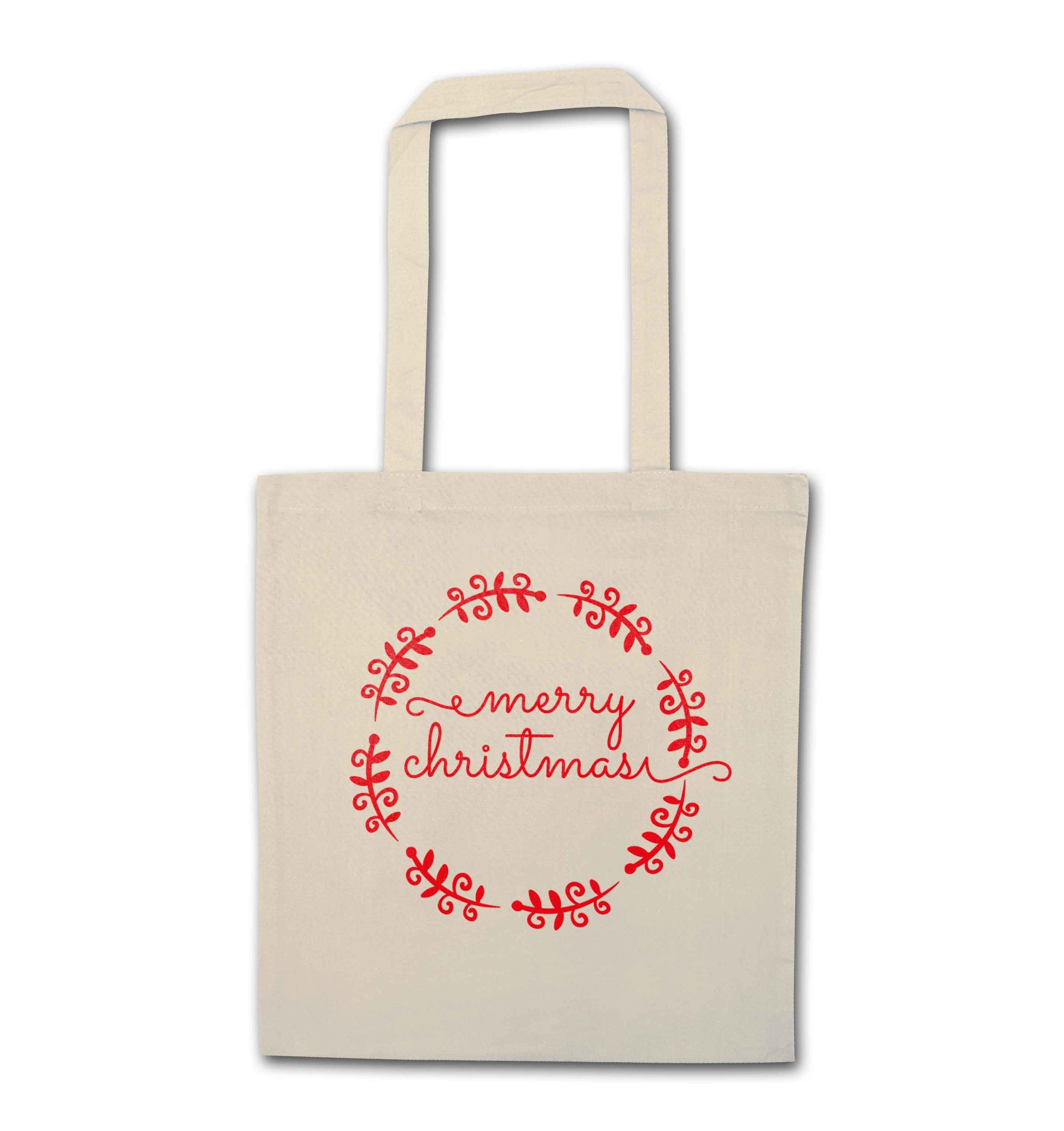 Merry christmas natural tote bag