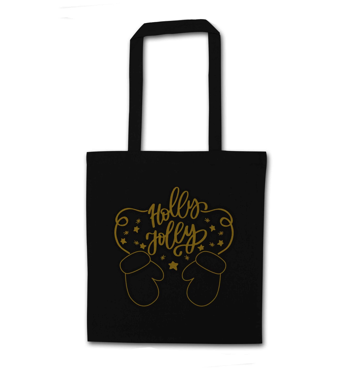 Holly jolly black tote bag