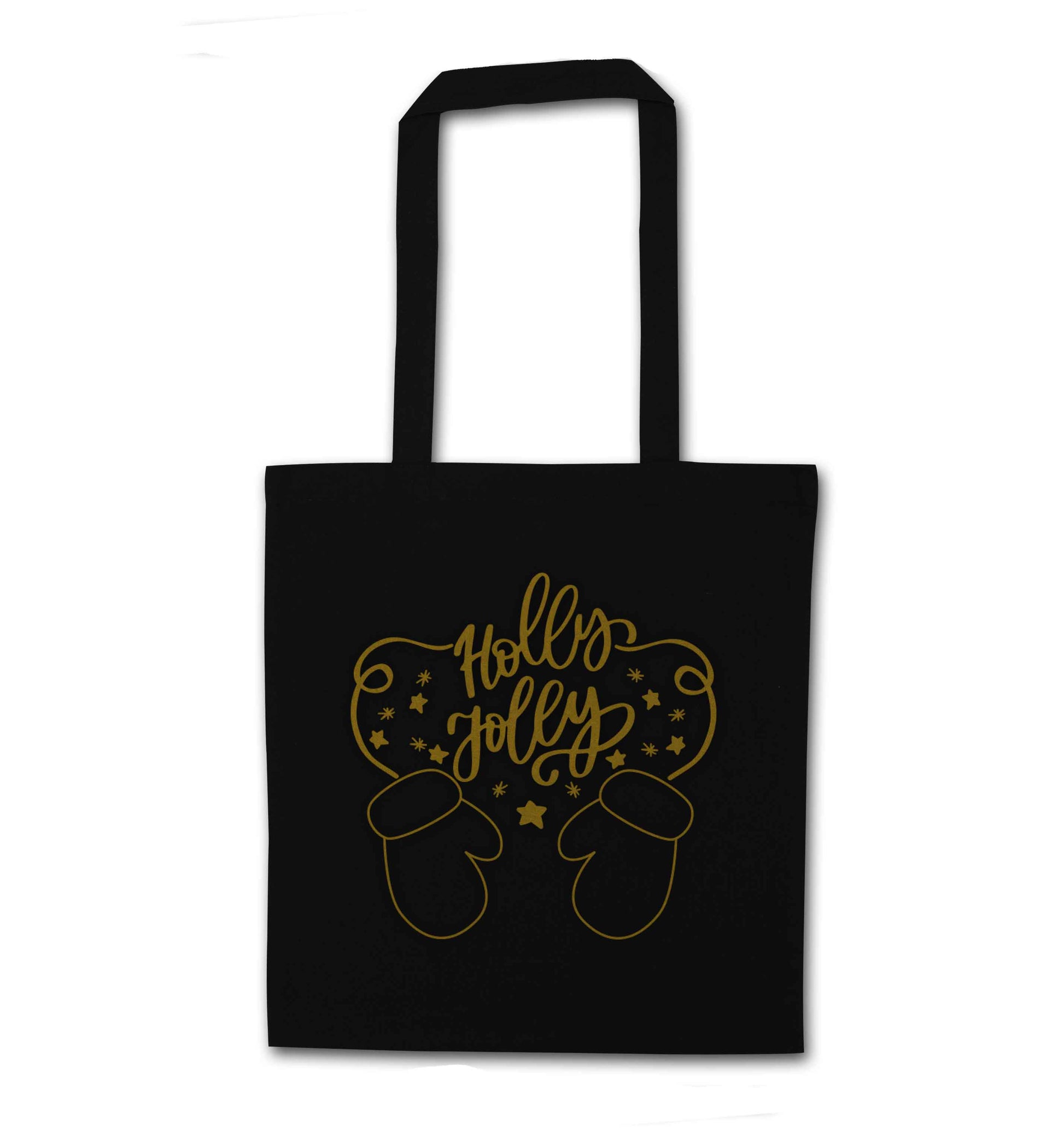 Holly jolly black tote bag