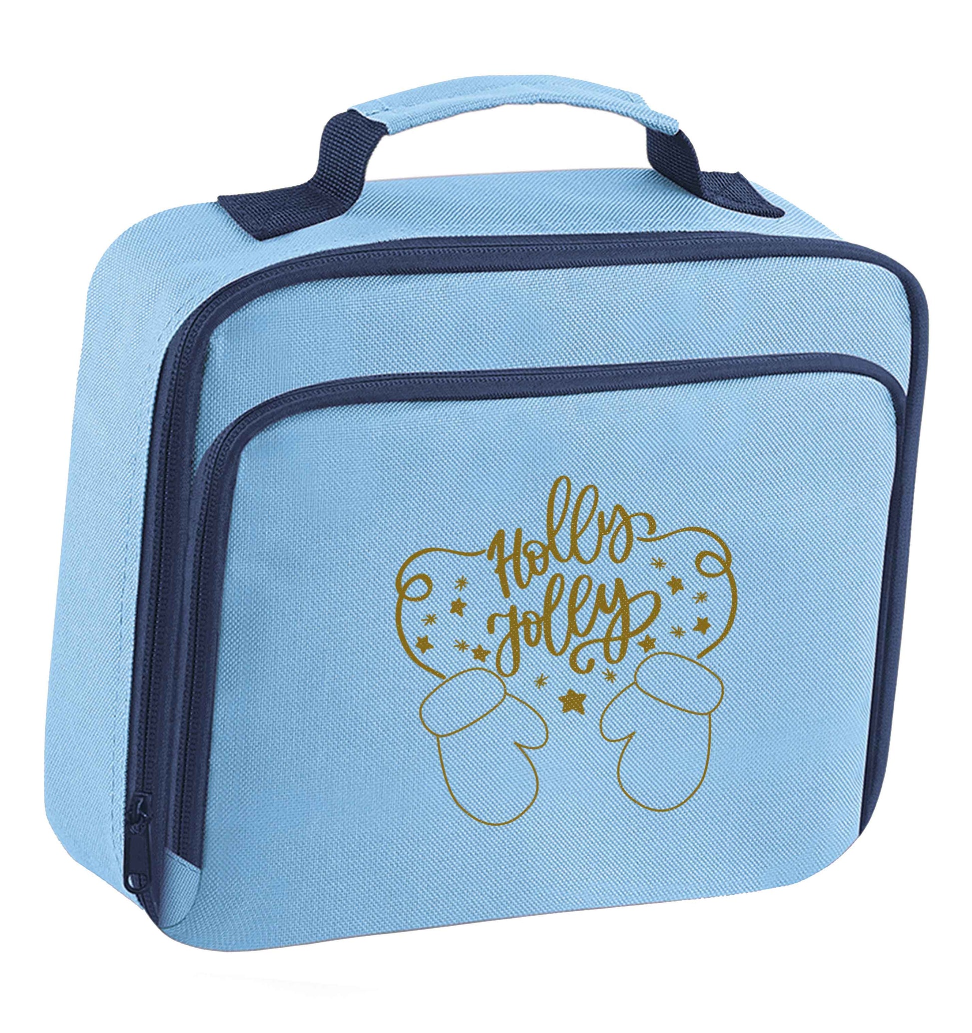 Holly jolly insulated blue lunch bag cooler