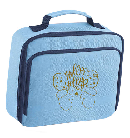 Holly jolly insulated blue lunch bag cooler