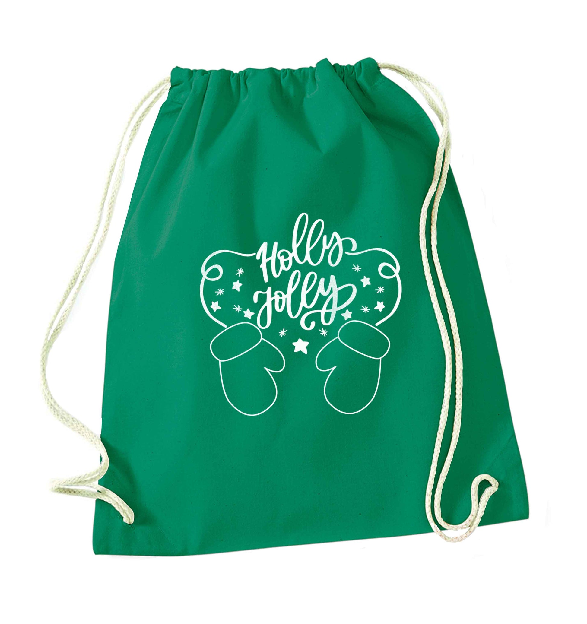 Holly jolly green drawstring bag