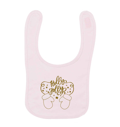Holly jolly pale pink baby bib
