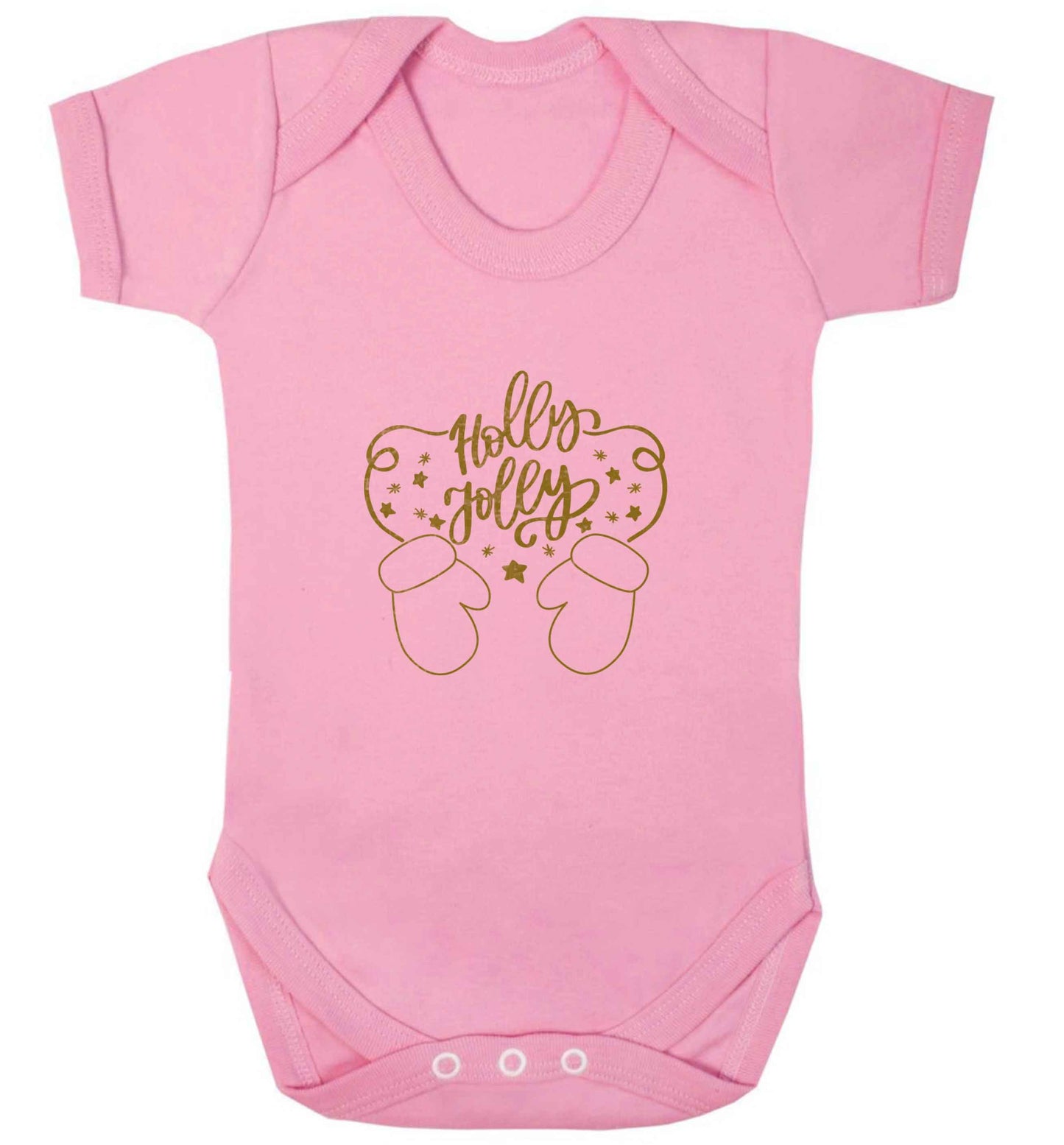 Holly jolly baby vest pale pink 18-24 months