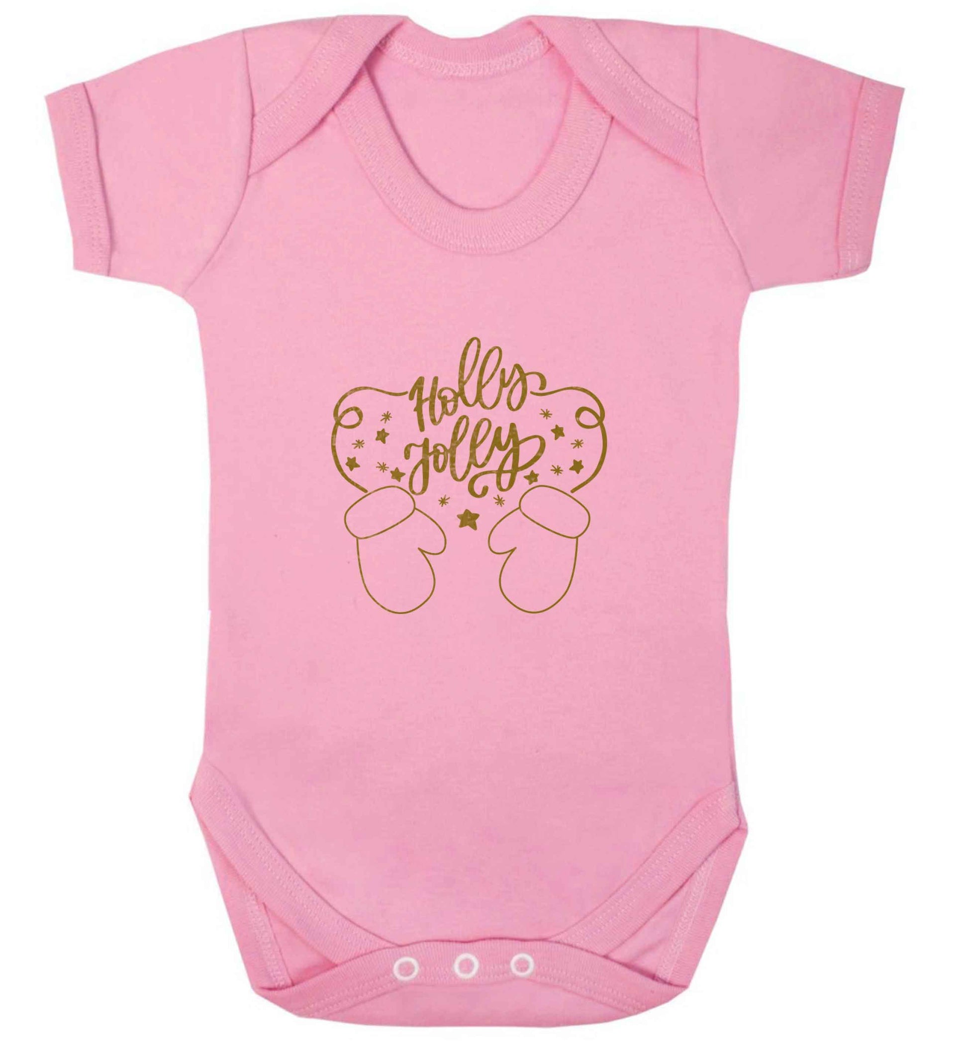 Holly jolly baby vest pale pink 18-24 months