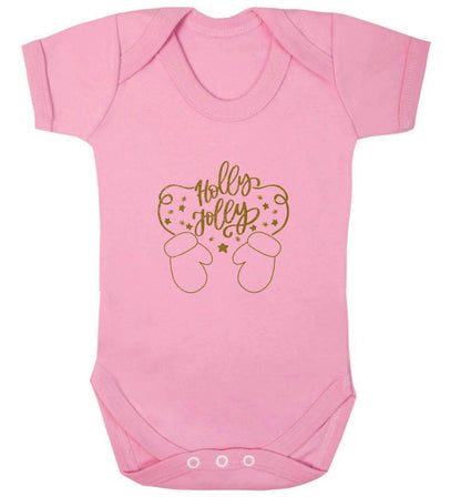 Holly jolly baby vest pale pink 18-24 months