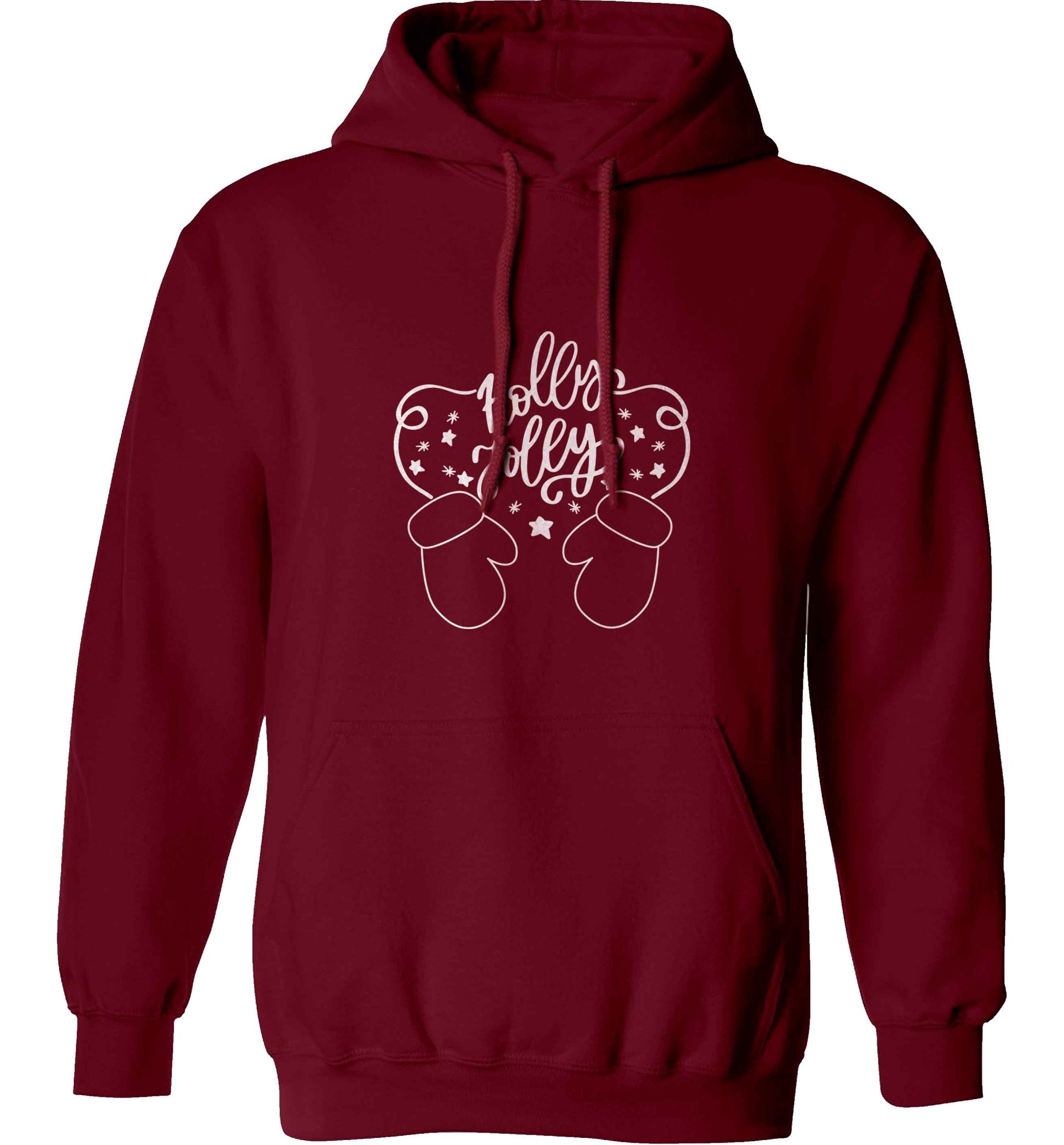 Holly jolly adults unisex maroon hoodie 2XL