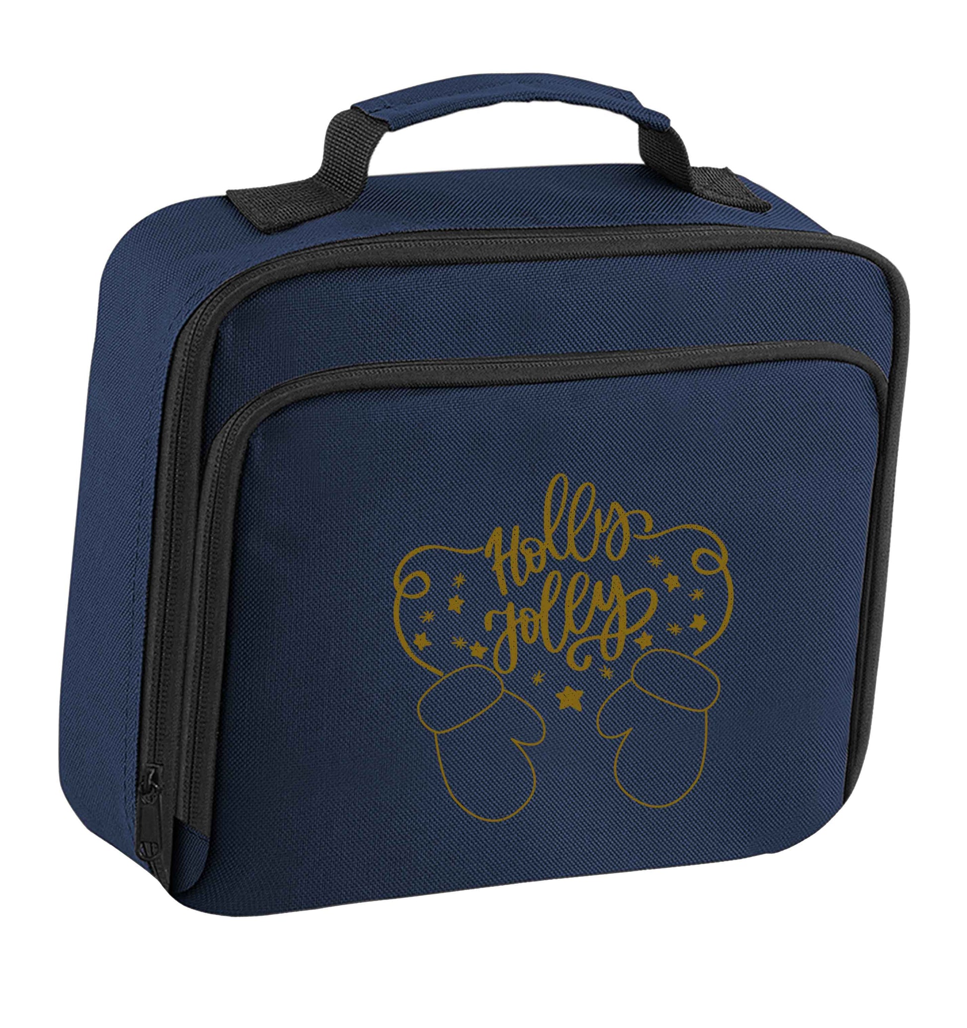 Holly jolly insulated navy lunch bag cooler