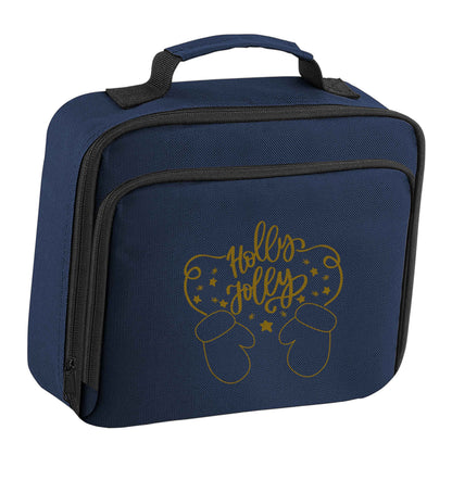 Holly jolly insulated navy lunch bag cooler
