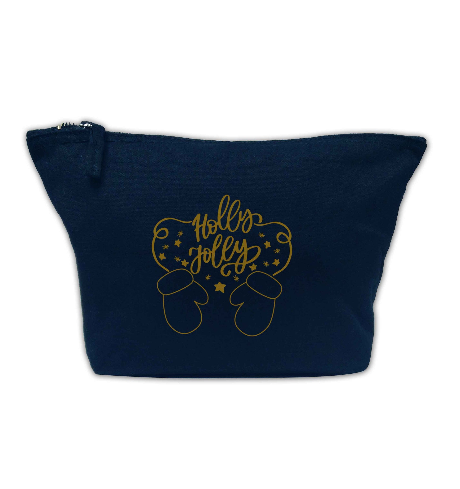 Holly jolly navy makeup bag