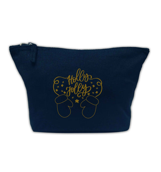 Holly jolly navy makeup bag