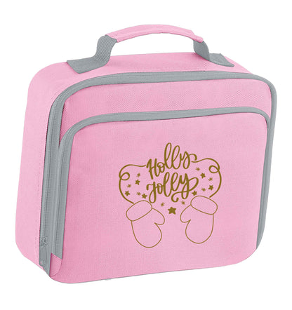 Holly jolly insulated pink lunch bag cooler