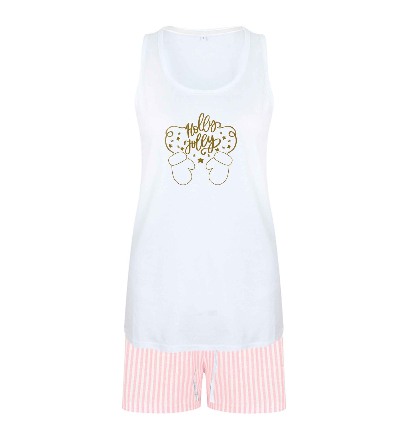 Holly jolly size XL women's pyjama shorts set in pink 