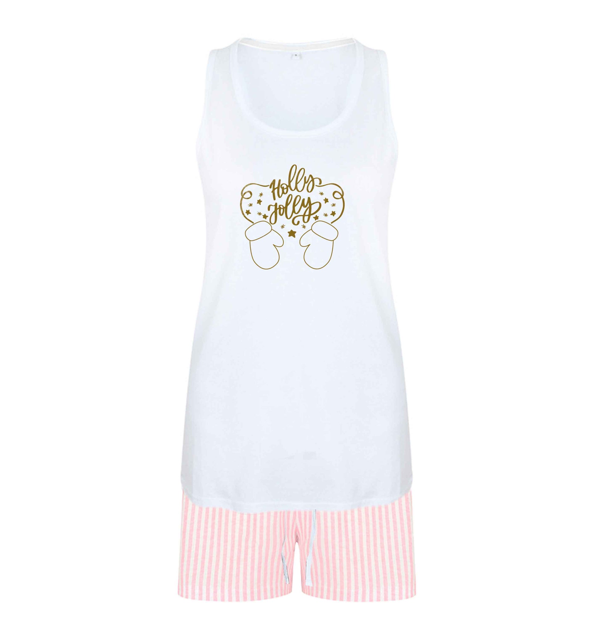 Holly jolly size XL women's pyjama shorts set in pink 