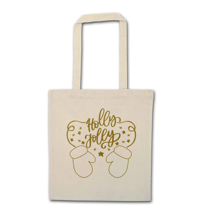 Holly jolly natural tote bag