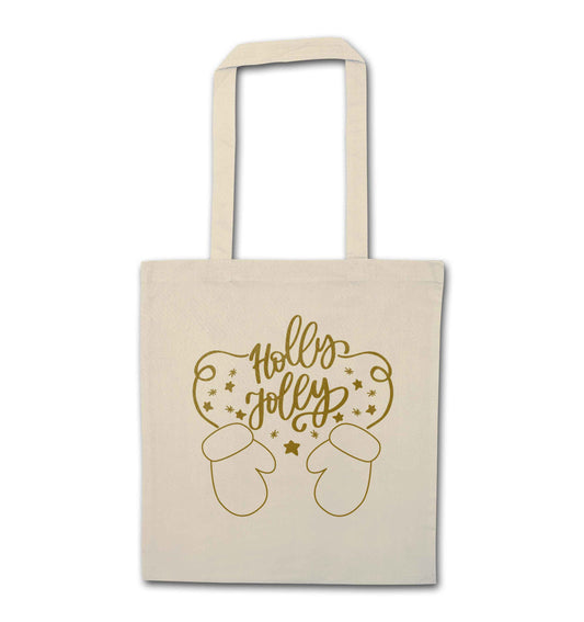 Holly jolly natural tote bag