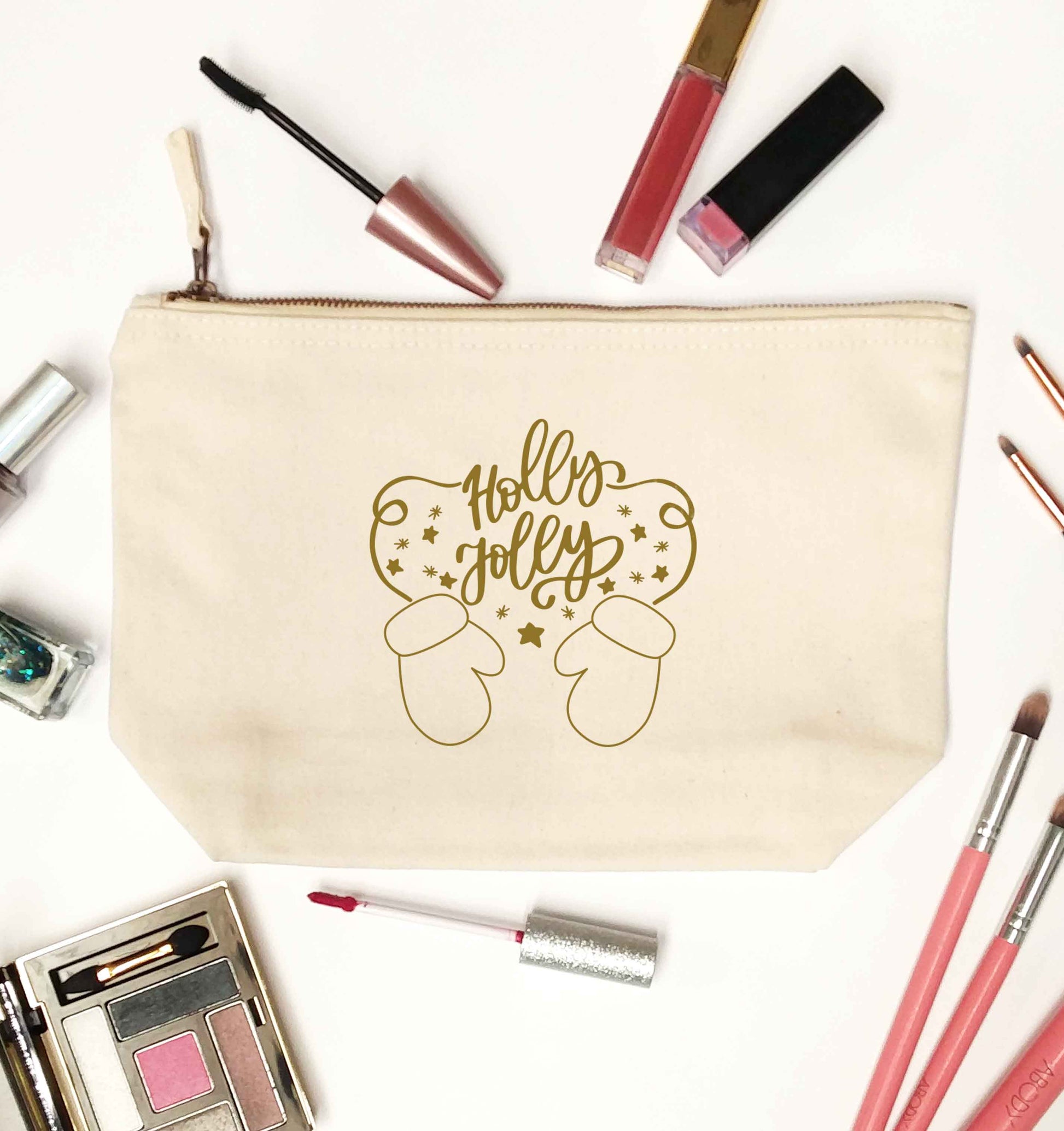 Holly jolly natural makeup bag