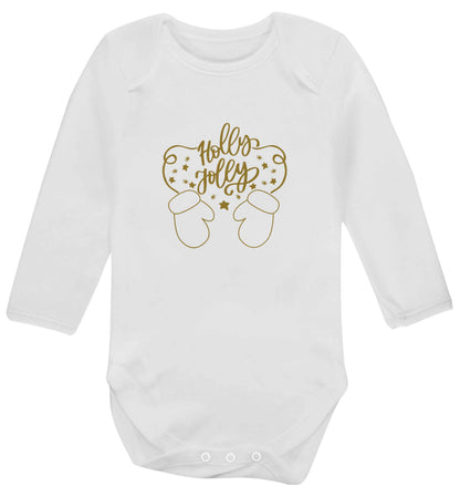 Holly jolly baby vest long sleeved white 6-12 months