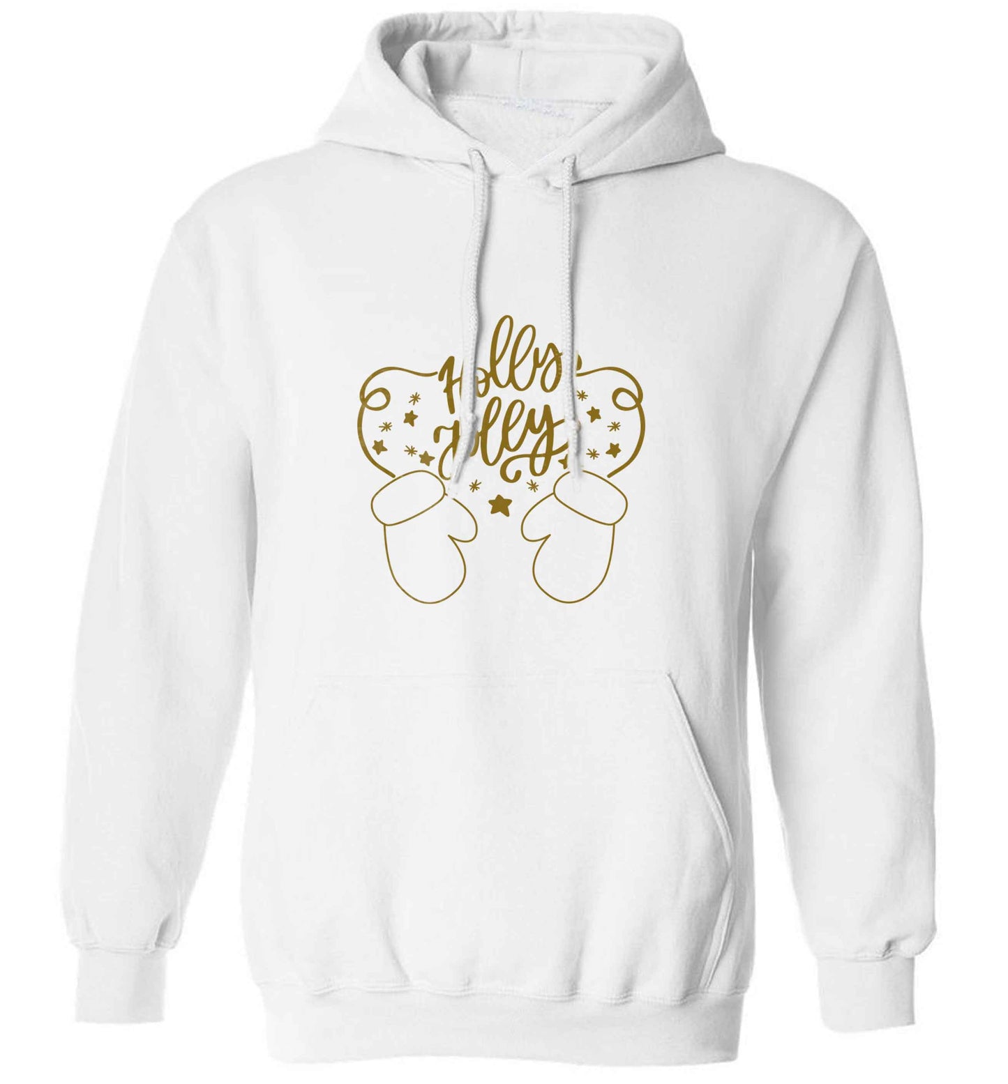Holly jolly adults unisex white hoodie 2XL