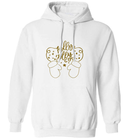 Holly jolly adults unisex white hoodie 2XL
