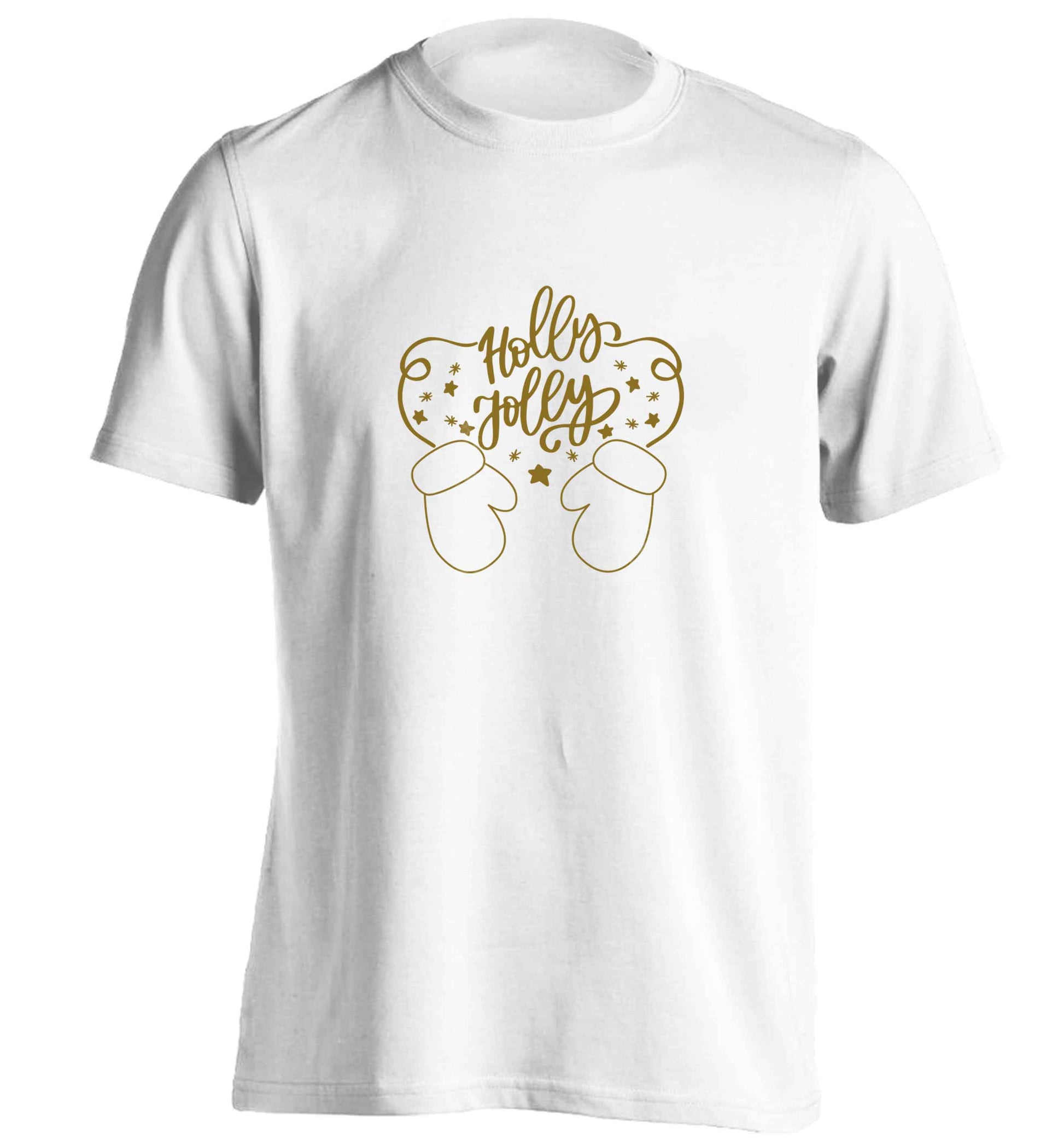 Holly jolly adults unisex white Tshirt 2XL