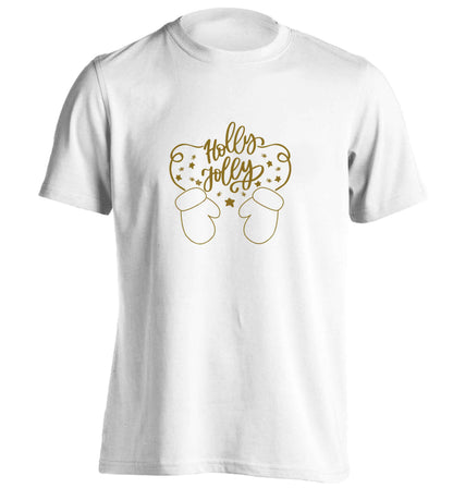 Holly jolly adults unisex white Tshirt 2XL
