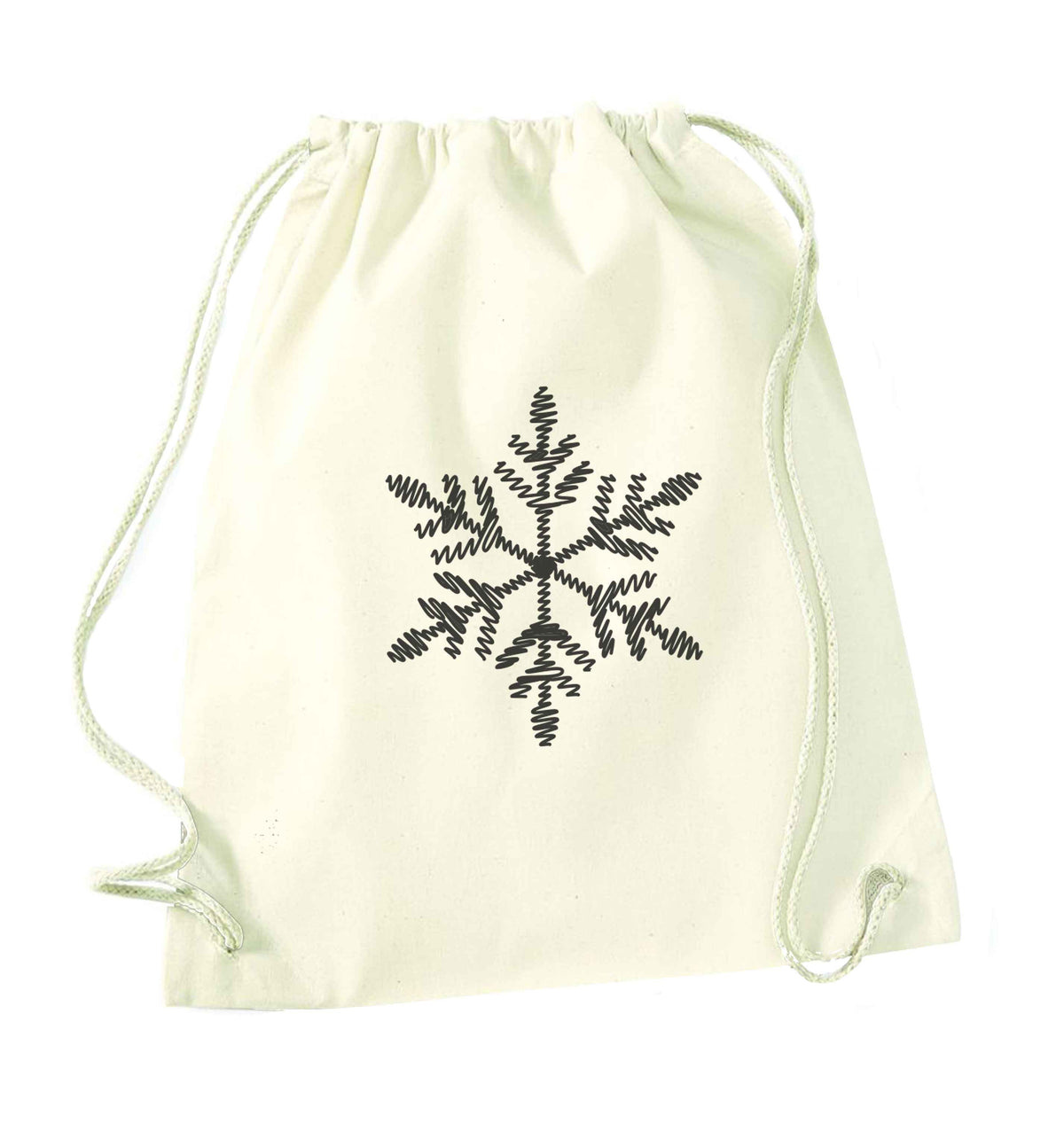 Snowflake natural drawstring bag