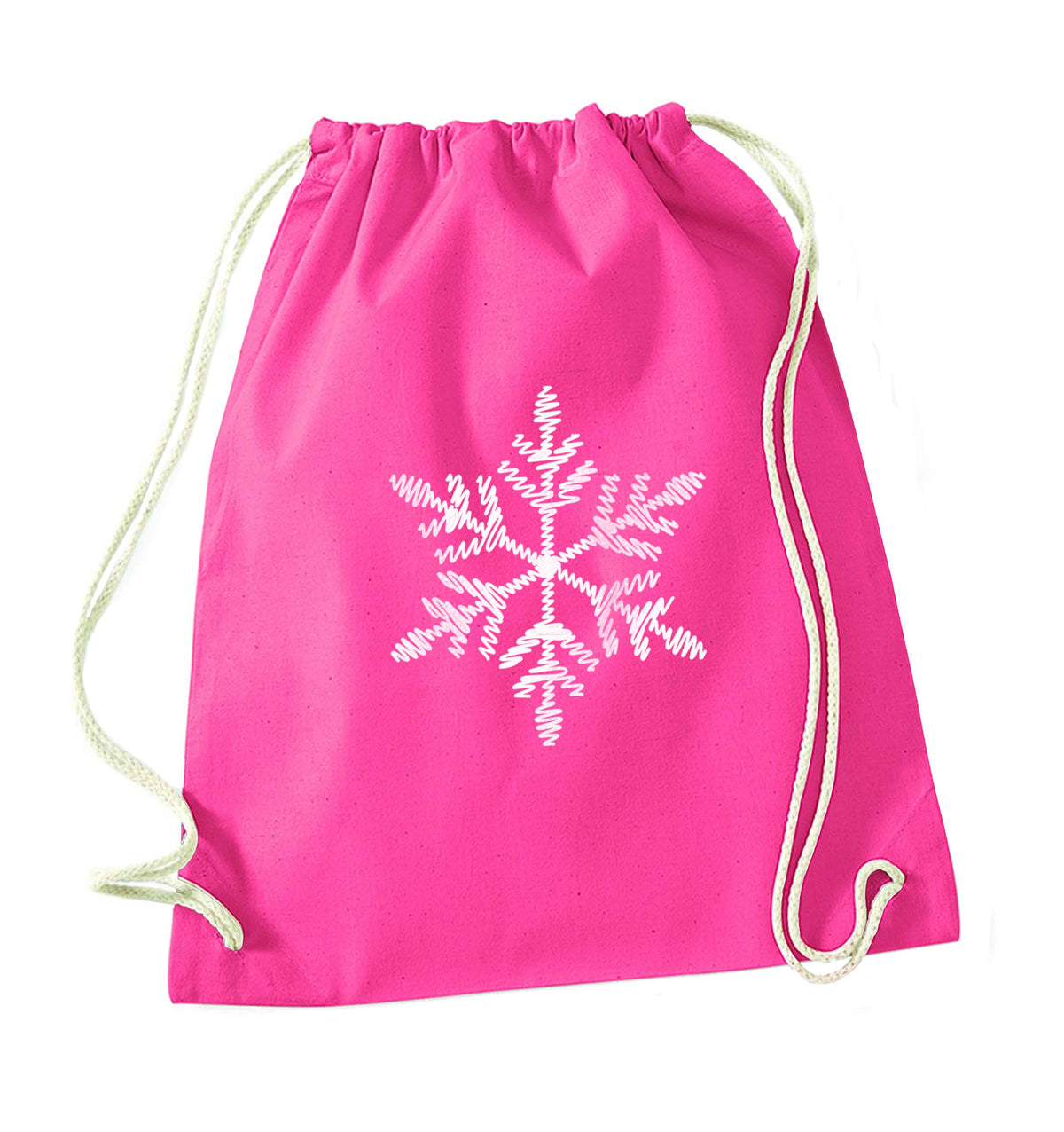 Snowflake pink drawstring bag