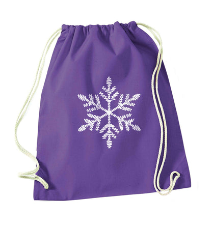 Snowflake purple drawstring bag