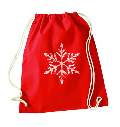 Snowflake red drawstring bag 