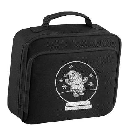 Santa snowglobe insulated black lunch bag cooler