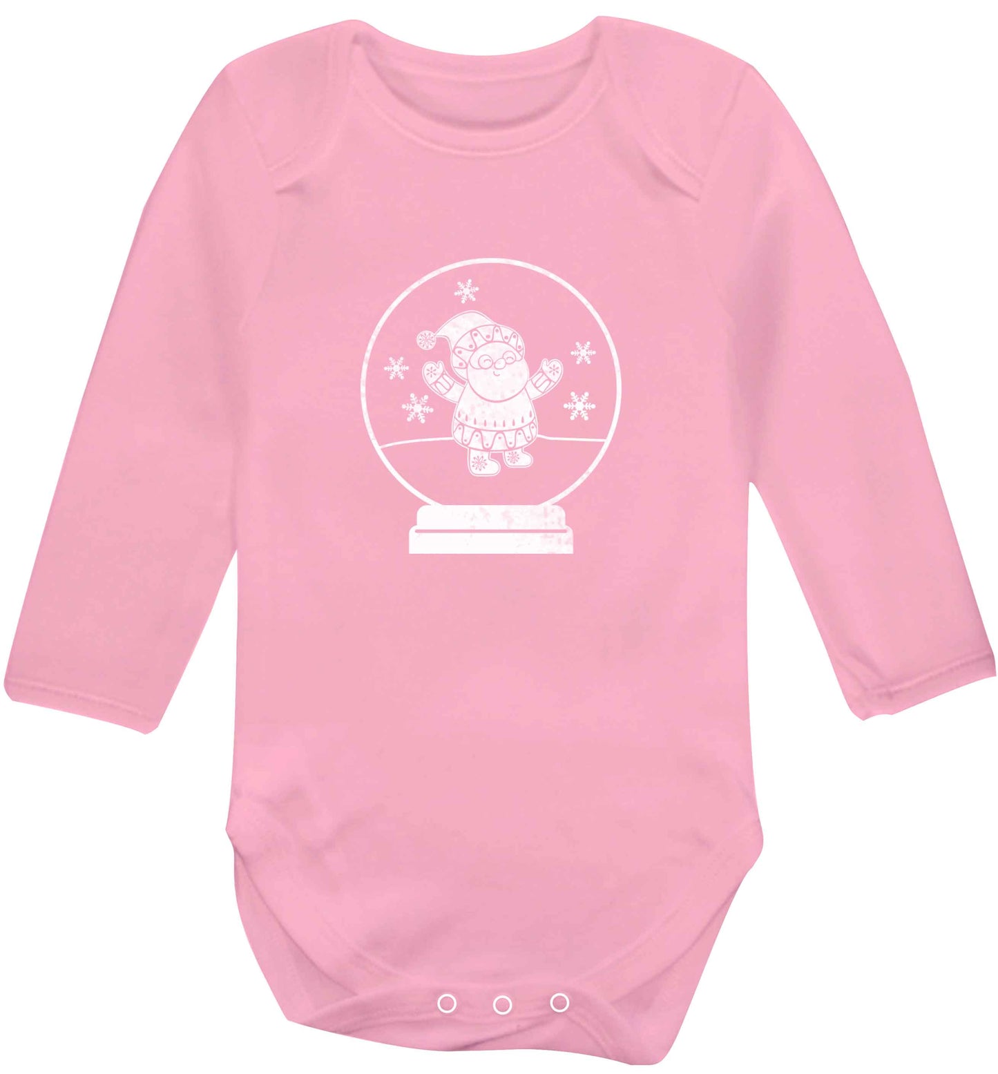 Santa snowglobe baby vest long sleeved pale pink 6-12 months