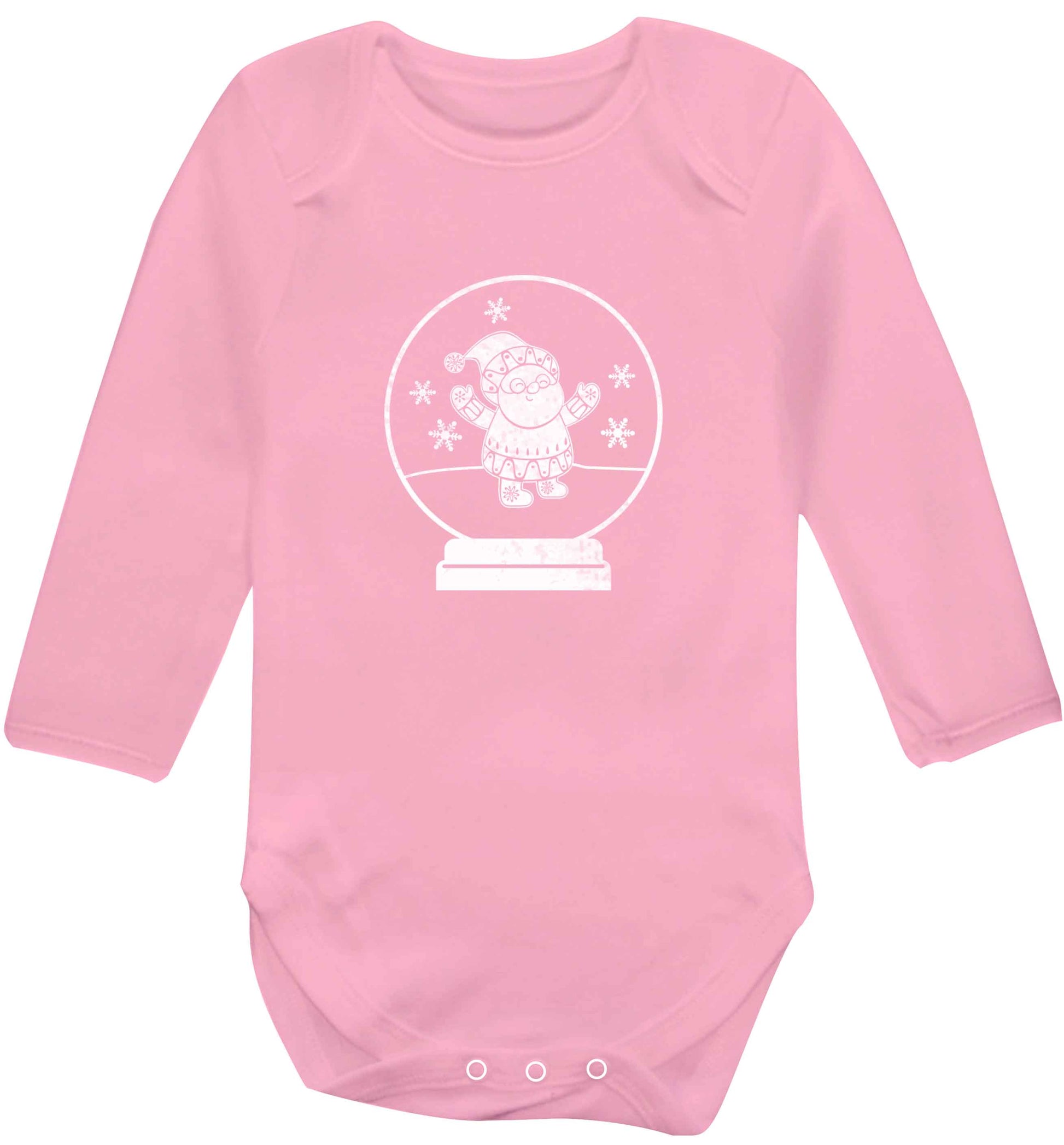 Santa snowglobe baby vest long sleeved pale pink 6-12 months
