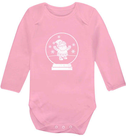 Santa snowglobe baby vest long sleeved pale pink 6-12 months