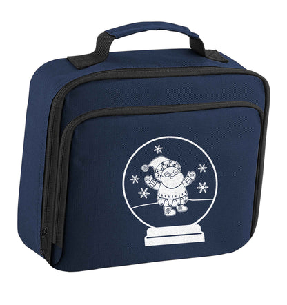 Santa snowglobe insulated navy lunch bag cooler