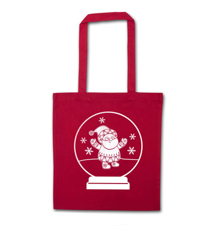 Santa snowglobe red tote bag