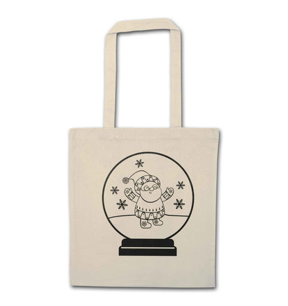 Santa snowglobe natural tote bag