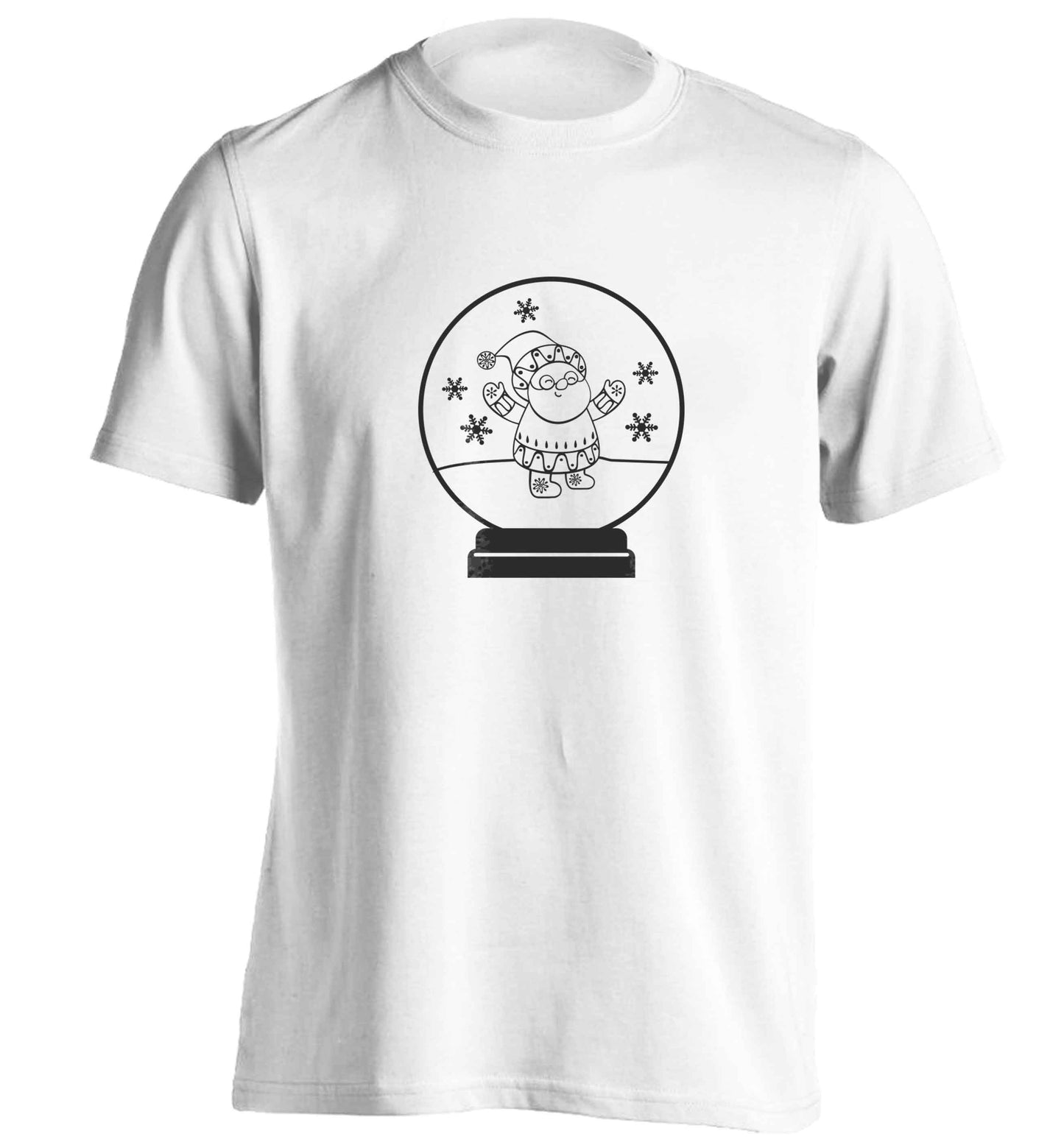 Santa snowglobe adults unisex white Tshirt 2XL