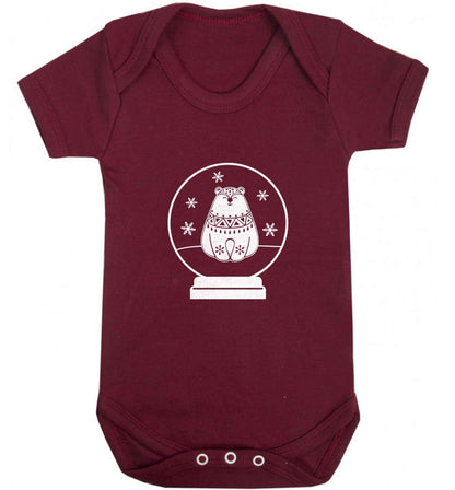 Polar Bear Snowglobe baby vest maroon 18-24 months