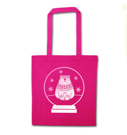 Polar Bear Snowglobe pink tote bag