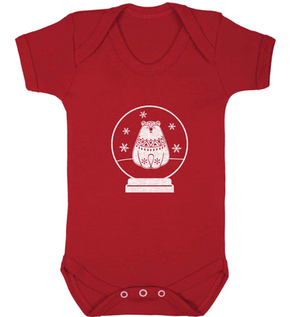 Polar Bear Snowglobe baby vest red 18-24 months