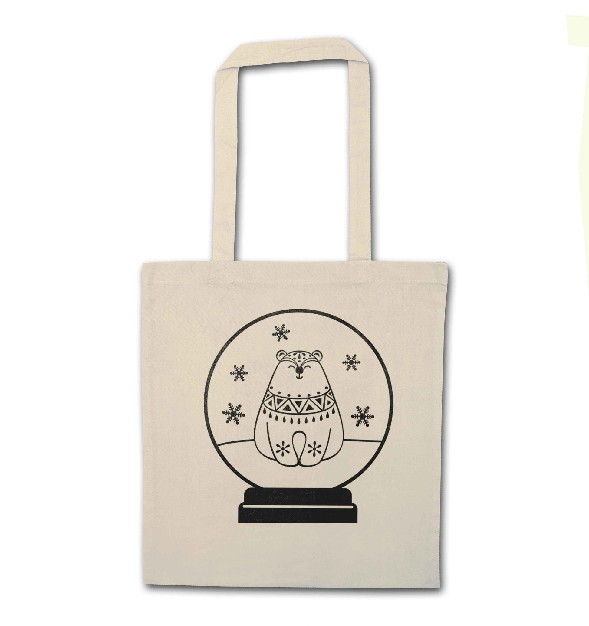Polar Bear Snowglobe natural tote bag