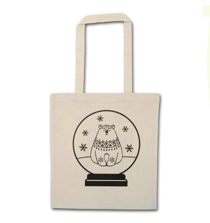 Polar Bear Snowglobe natural tote bag