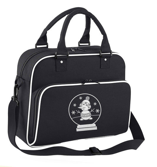 Snowman Snowglobe children's dance bag black with white detail