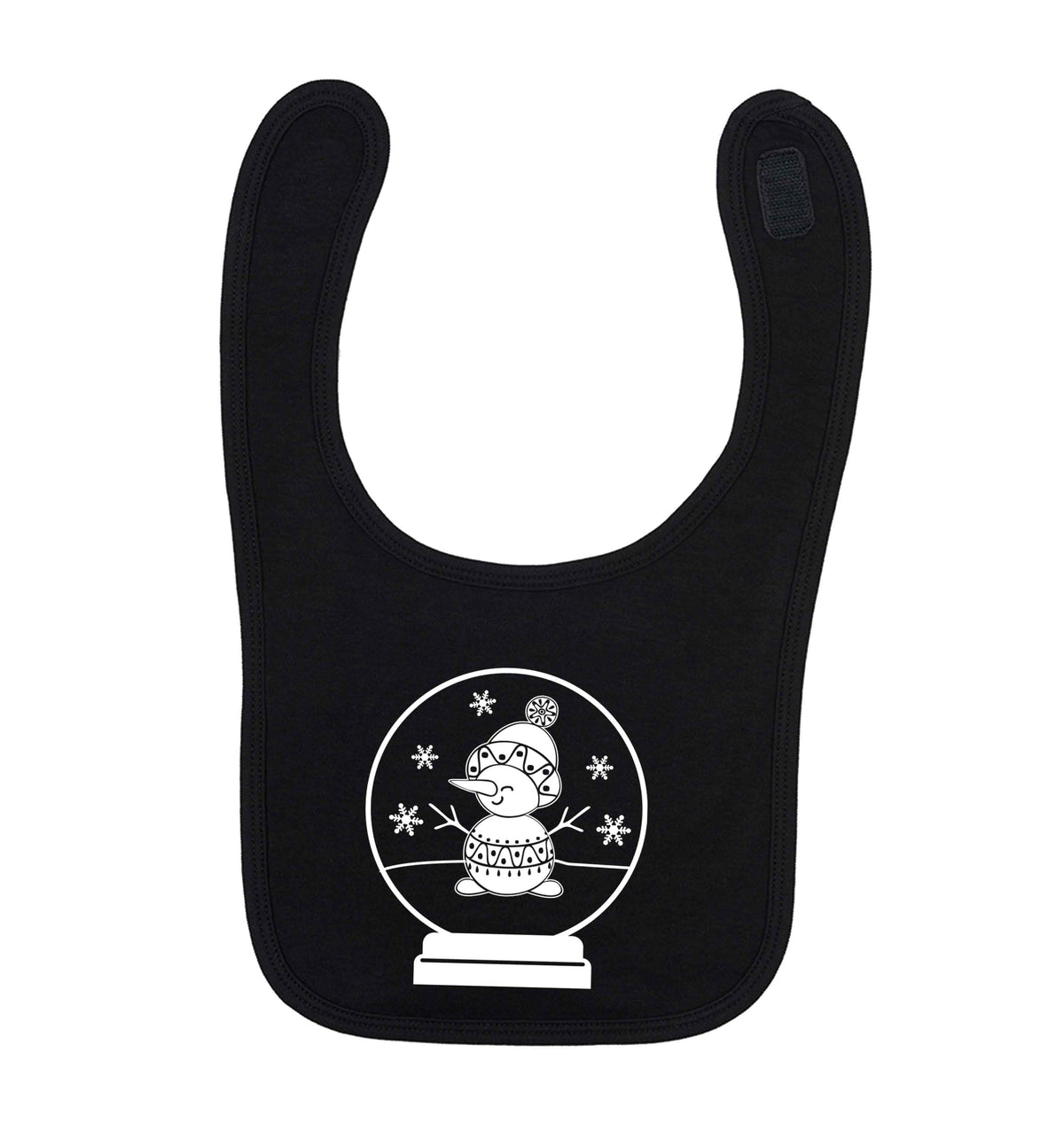 Snowman Snowglobe black baby bib