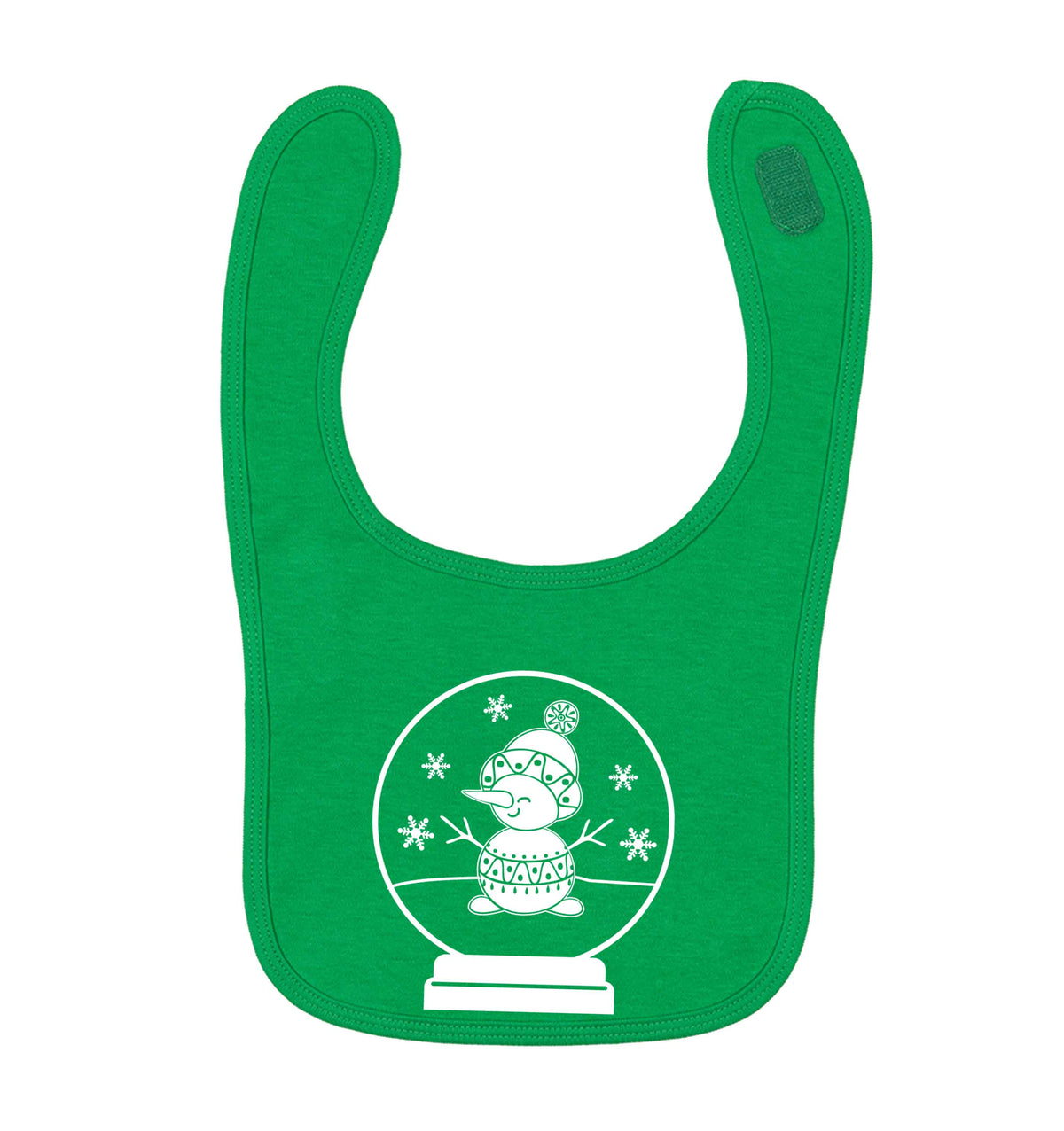 Snowman Snowglobe green baby bib