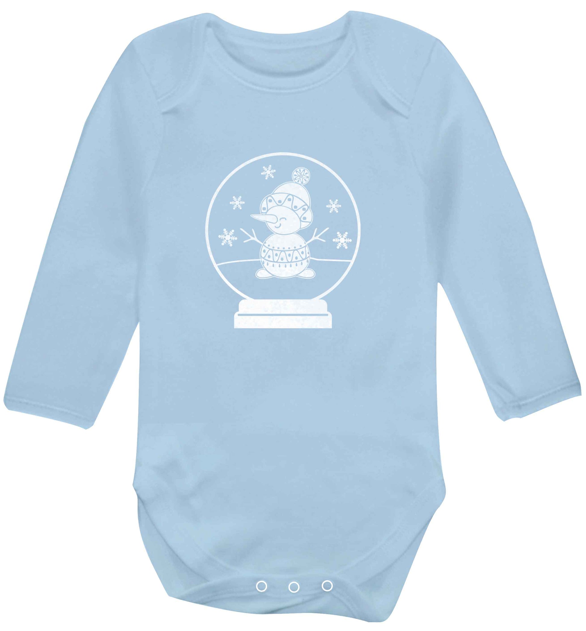 Snowman Snowglobe baby vest long sleeved pale blue 6-12 months
