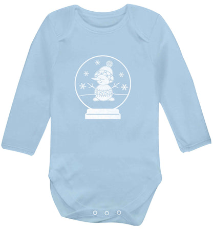 Snowman Snowglobe baby vest long sleeved pale blue 6-12 months